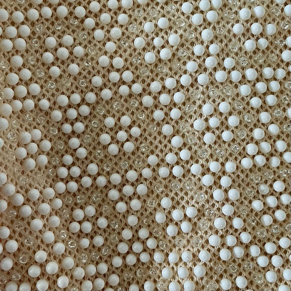Vintage 1950s Corde Beade Ecru Ornately Circle Patterned Pearl-Like Beaded Bag - Picture 5 of 16